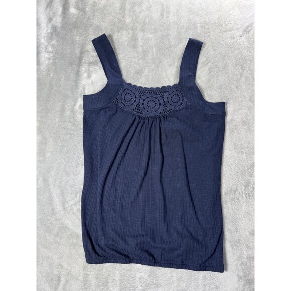 Maurices Navy Sleeveless Tank Top With Crochet Detail At Neckline Size S - Picture 1 of 13